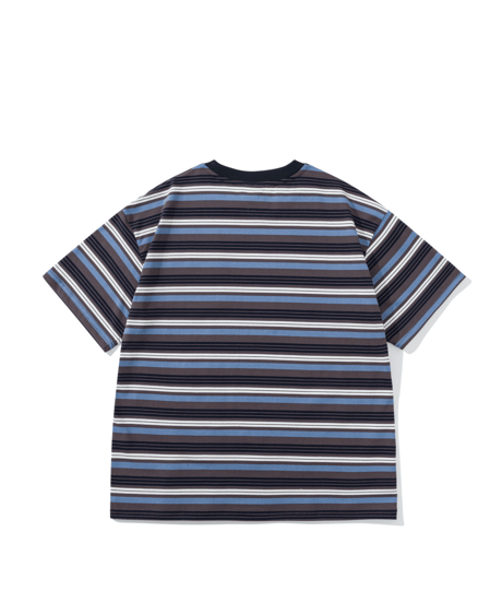 Vintage Striped Loose Pocket Short Sleeve T-Shirt / 2color