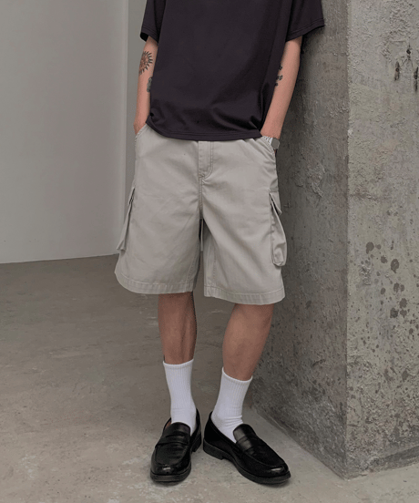 Washed Loose Cargo Shorts / 2color