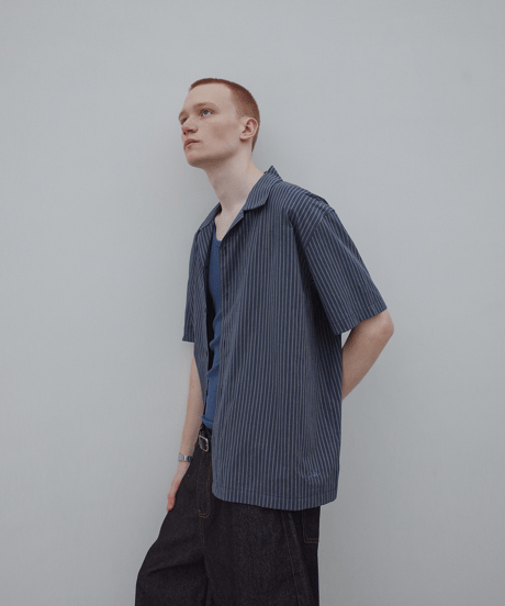 Oversize Stripe Short Sleeve Shirt