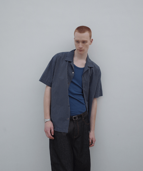 Oversize Stripe Short Sleeve Shirt