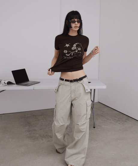 Multi-Pocket Pleated Wide Cargo Pants  / 2color