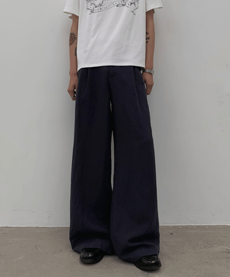 Tencel Linen Loose Wide Straight Pants / 2color