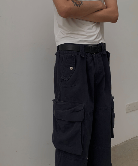 Vintage Wash Loose Cargo Pants / 2color
