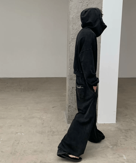Boxy High-Neck Full-Zip Hoodie / 2color