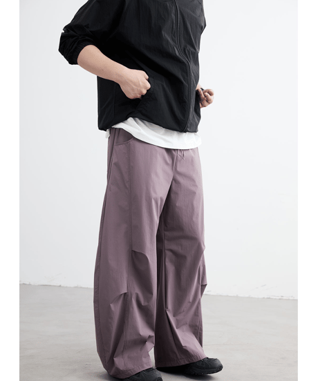 Tuck-pleated Wide Cargo Pants / 4color