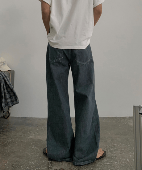 Faded Straight Wide Denim Pants