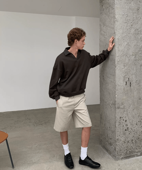 V-Neck Pullover Sweatshirt / 2color