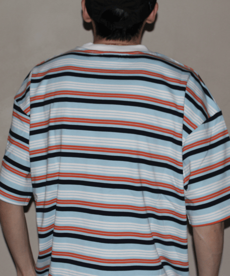 Vintage Striped Loose Pocket Short Sleeve T-Shirt / 2color