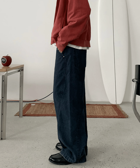 Vintage Wash Curved Seam Wide Pants / 2color