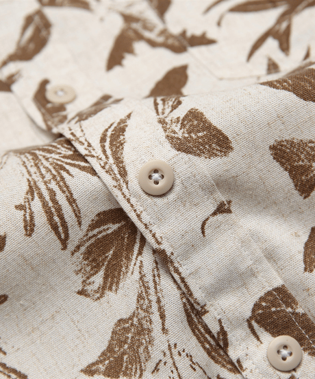 Vintage Leaf Print Loose Short Sleeve Shirt / 2color