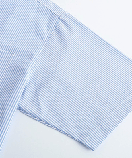 Loose Fit Striped Short Sleeve Button-Down Shirt
