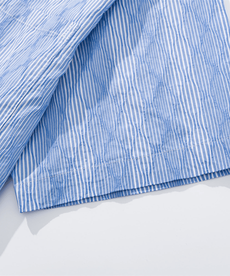 Relaxed Striped Open Collar Short Sleeve Shirt / 2color