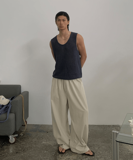 Open-Knit Mesh Tank Top  / 2color