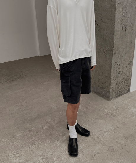Washed Loose Cargo Shorts / 2color