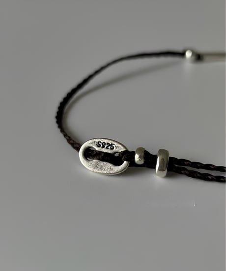 S925 Vintage Silver Gemstone Cord Bracelet
