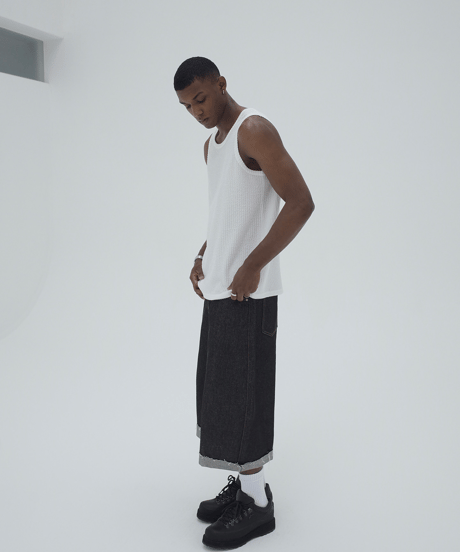Raw Denim Crop Wide Pants