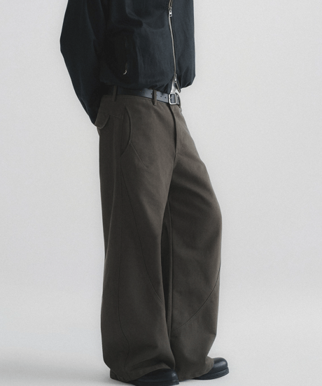 Curved Wide Silhouette Denim Pants