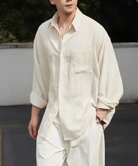 Loose Linen Blend Long Sleeve Shirt