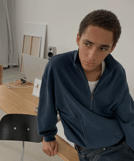 Washed Heavy Weight Half-Zip Sweatshirt / 2color