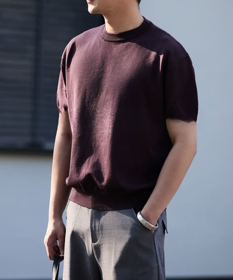 Crew Neck Knit Short Sleeve T-shirt / 3color