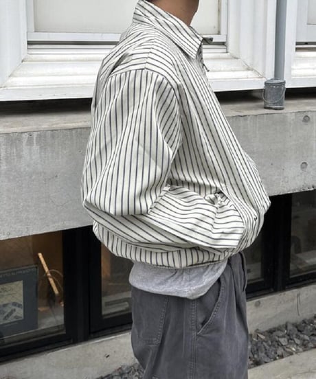 Stripe Relaxed Zip-Up Shirt Jacket
