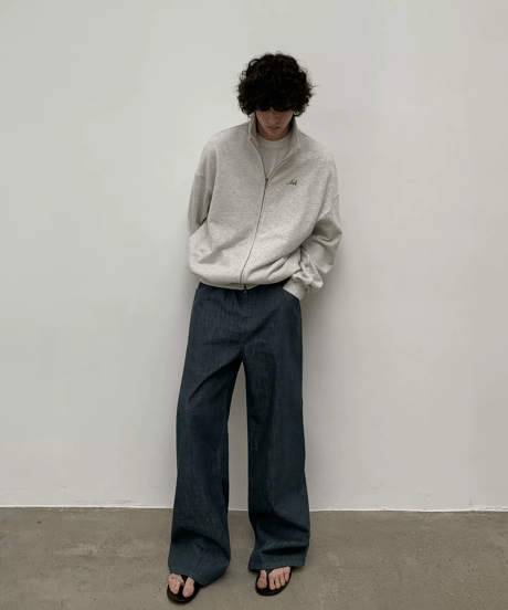 Double-Zip Full-Zip Sweatshirt Jacket / 2color