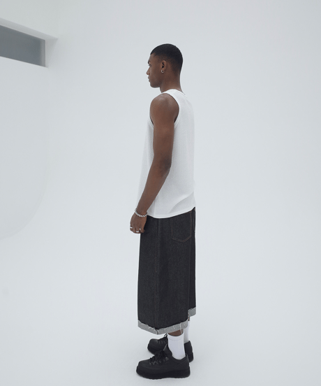 Raw Denim Crop Wide Pants