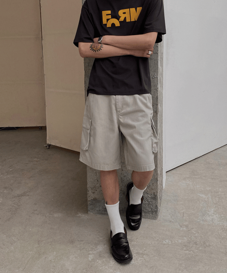 Washed Loose Cargo Shorts / 2color