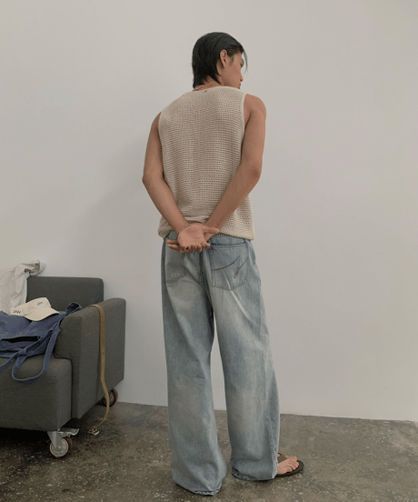 Open-Knit Mesh Tank Top  / 2color