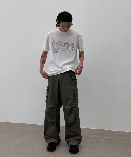 Vintage Wash Wide Cargo Pants  / 2color