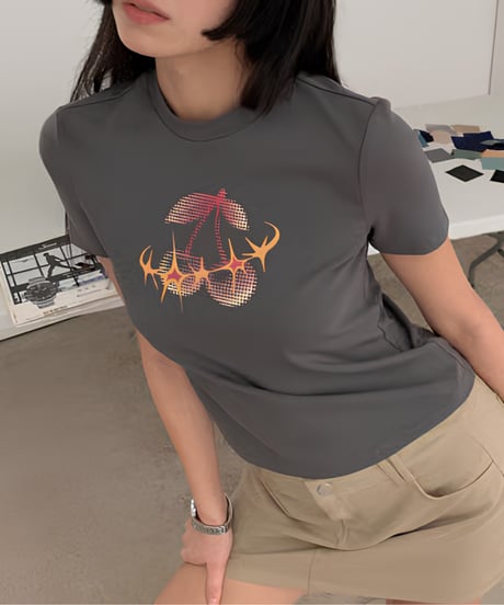 Cherry Graphic Crop Tee / 2color