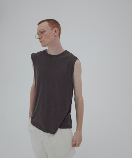 Basic Texture Sleeveless Tank Top  / 2color