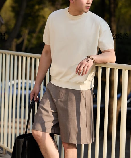 Crew Neck Knit Short Sleeve T-shirt / 3color