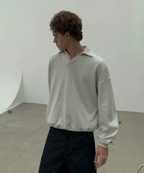 V-Neck Pullover Sweatshirt / 2color
