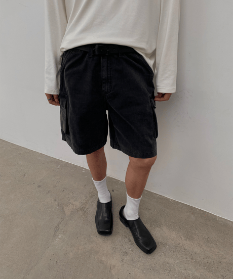 Washed Loose Cargo Shorts / 2color