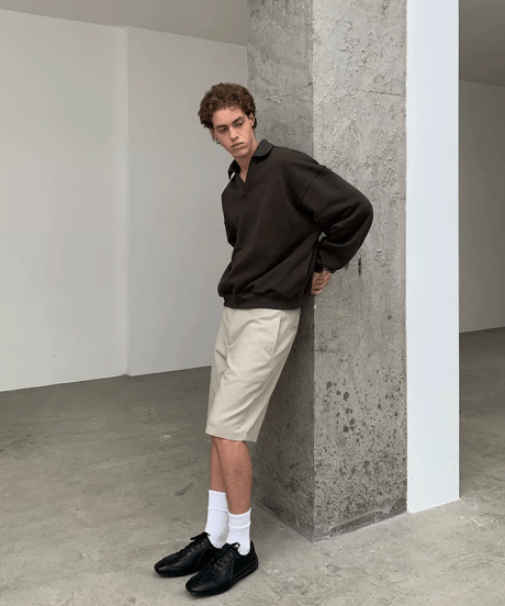 V-Neck Pullover Sweatshirt / 2color