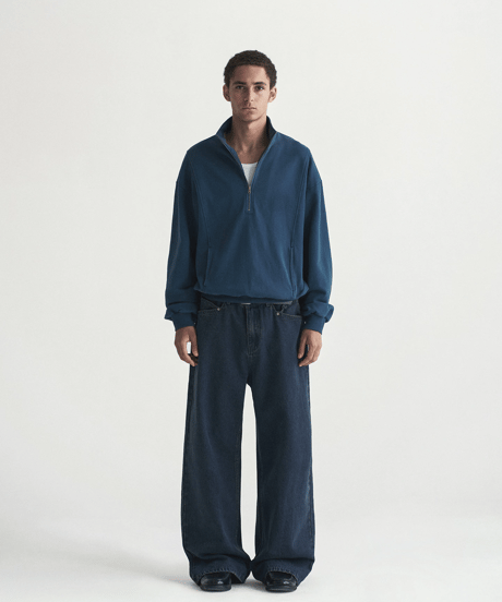 Washed Heavy Weight Half-Zip Sweatshirt / 2color