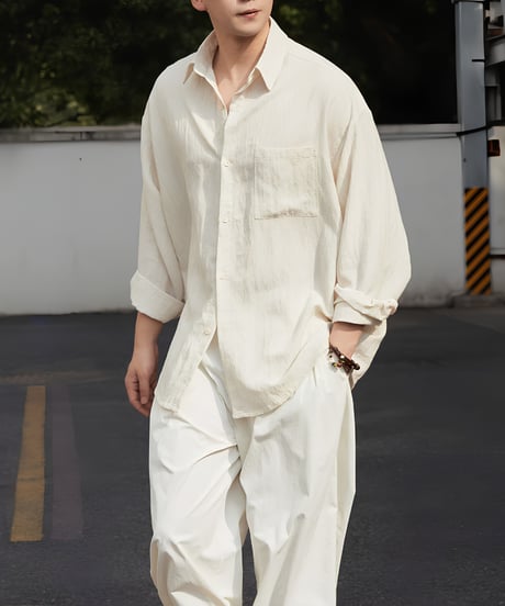 Loose Linen Blend Long Sleeve Shirt