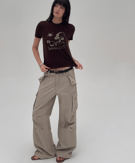 Multi-Pocket Pleated Wide Cargo Pants  / 2color