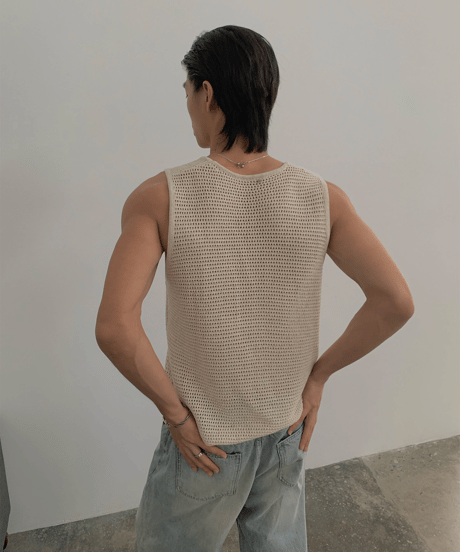 Open-Knit Mesh Tank Top  / 2color