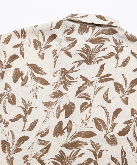 Vintage Leaf Print Loose Short Sleeve Shirt / 2color