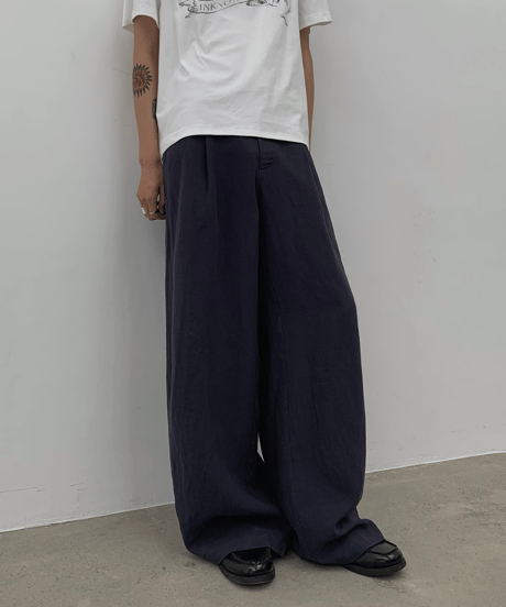 Tencel Linen Loose Wide Straight Pants / 2color