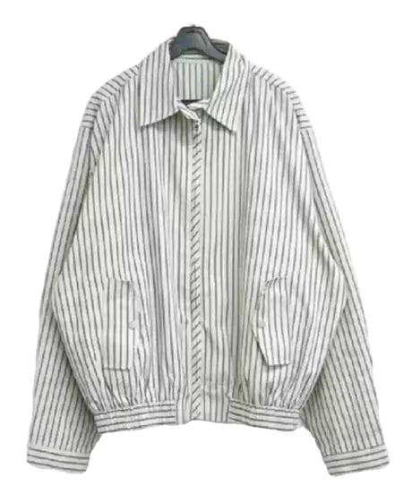Stripe Relaxed Zip-Up Shirt Jacket