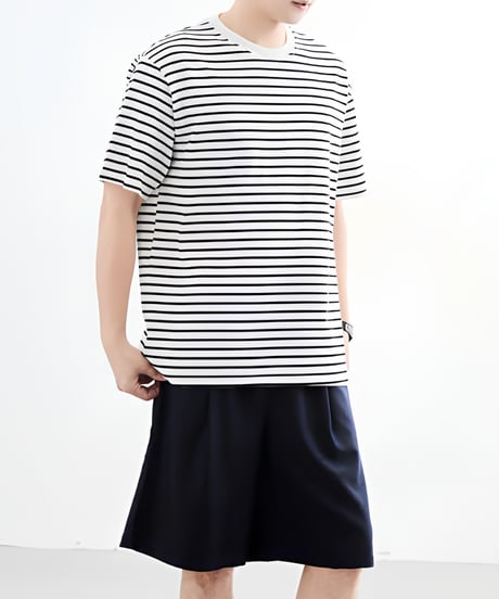 Loose Stripe Crew Neck T-Shirt / 3color