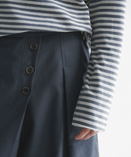 Vintage Stripe Henley Neck Knit Hooded Long Sleeve Top / 2color
