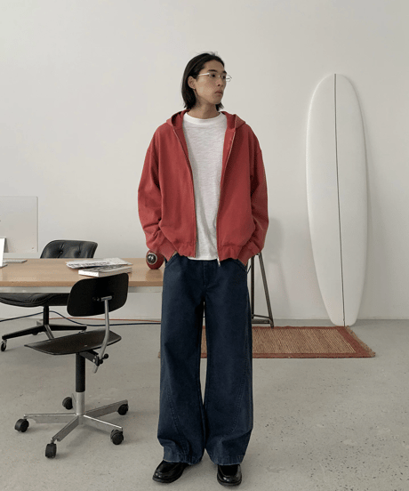 Vintage Wash Curved Seam Wide Pants / 2color