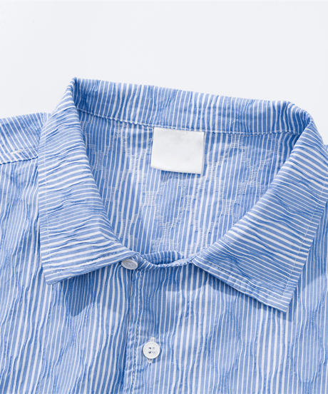 Relaxed Striped Open Collar Short Sleeve Shirt / 2color