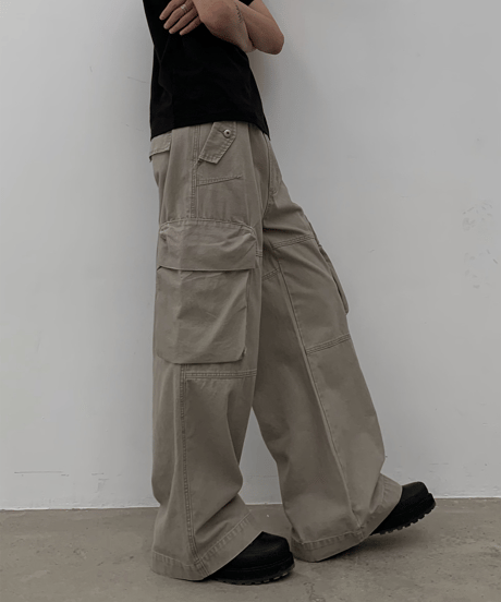 Vintage Wash Loose Cargo Pants / 2color