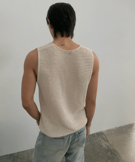 Open-Knit Mesh Tank Top  / 2color