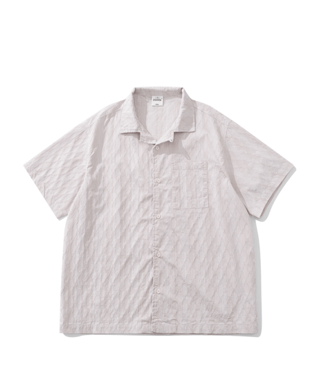 Relaxed Striped Open Collar Short Sleeve Shirt / 2color
